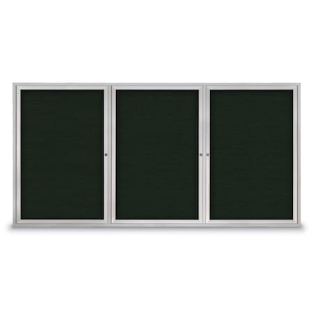 United Visual Products 18"x24" 1-Door Enclosed Outdoor Letterboard, Green Felt/Satin Alum UV1166D-SATIN-GREEN